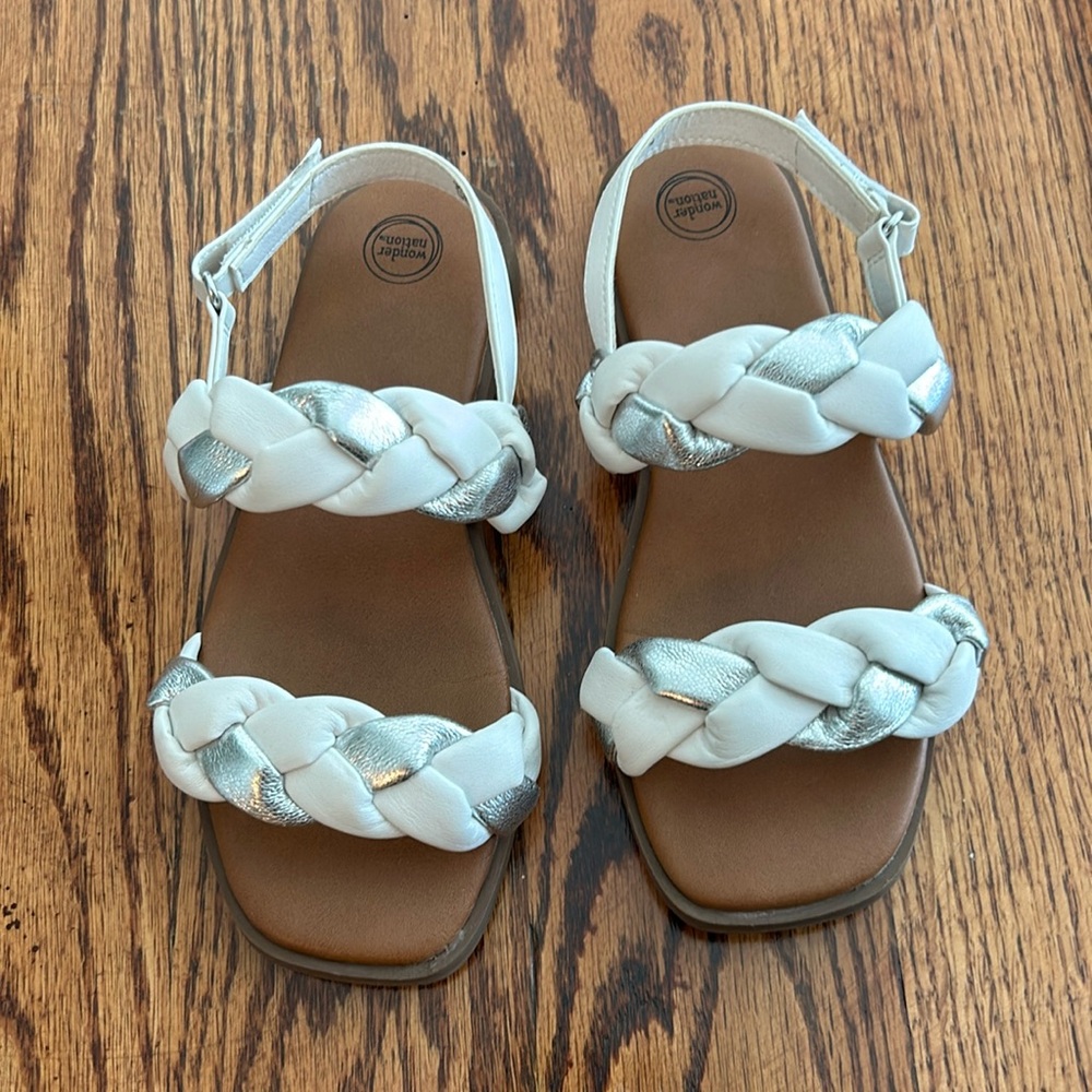 Girls white and silver sandals